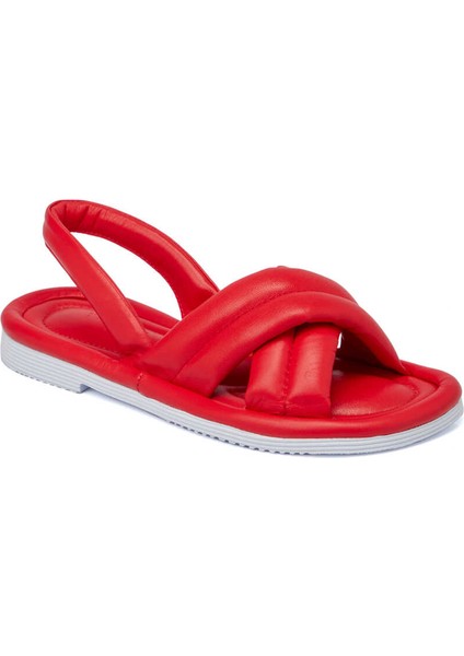 Kırmızı Hakiki Deri Kadın Sandalet - K24Y1SN67414-A30