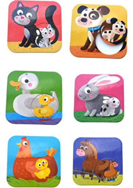 Hayvanlar ve Yavruları 12 Parça (Puzzle Karton Kitap) modelleri