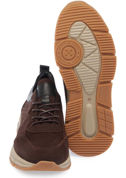 Kahve Hakiki Nubuk Deri Erkek Sneaker - E24S1AY56982-A39 fırsatları