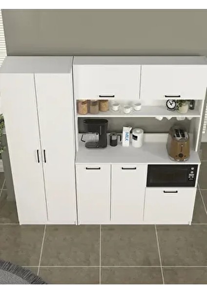 Tuco 3 Kapakli Mutfak Dolabı & Tuco 2 Kapaklı 5 Rafli Çok Amaçlı Dolap Kahve Köşesi Beyaz fırsatları