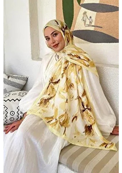 Çiçek Desen Soft Şal Sarı modelleri