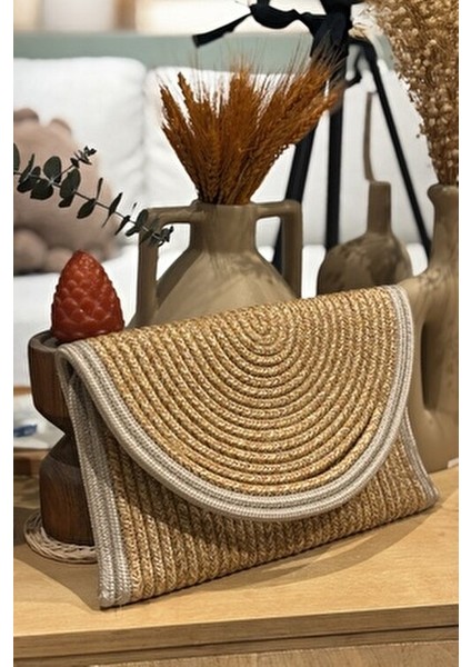 Hasır Zarf Portföy Clutch Çanta Kadınlar İçin Şık ve Dayanıklı Tasarım