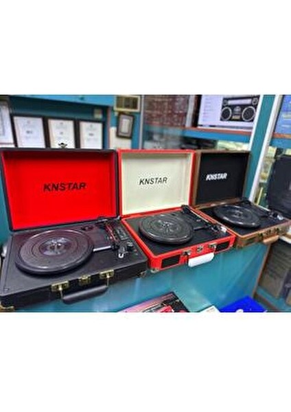 Taşınabilir Çantalı Retro Bluetooth Hoparlörlü Pikap Radyo Ses Kayıt USB Mp3 33/45/78 Plak Çalar fırsatları