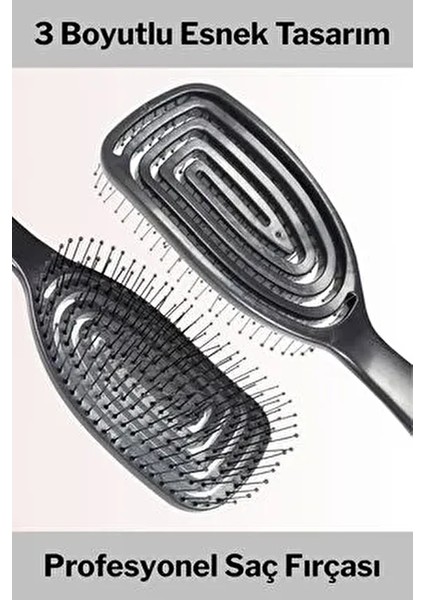 3 Boyutlu Gri Profesyonel Saç Fırçası