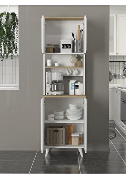 Potter 2 Kapaklı Mutfak Dolabı Kahve Köşesi Çok Amaçlı Dolap Beyaz - Rota 60 cm fırsatları