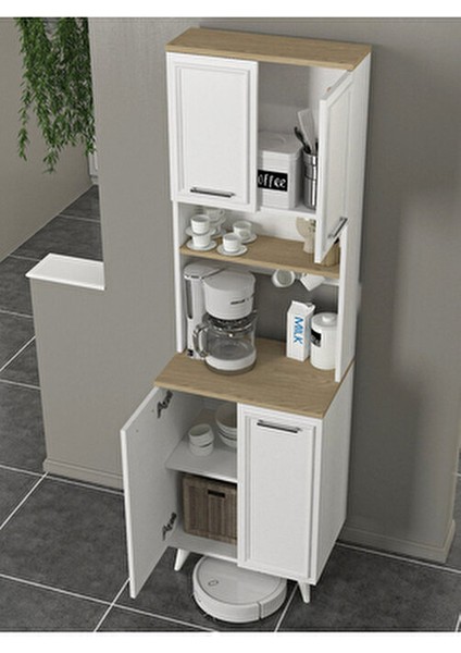Potter 2 Kapaklı Mutfak Dolabı Kahve Köşesi Çok Amaçlı Dolap Beyaz - Rota 60 cm indirimleri
