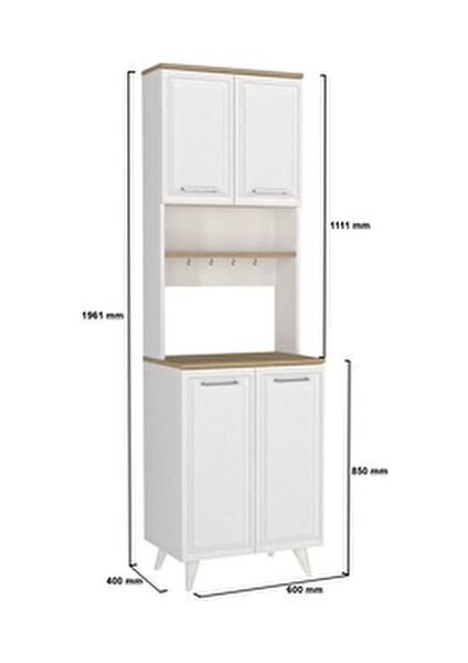 Potter 2 Kapaklı Mutfak Dolabı Kahve Köşesi Çok Amaçlı Dolap Beyaz - Rota 60 cm