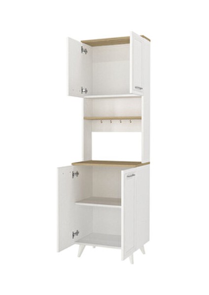 Potter 2 Kapaklı Mutfak Dolabı Kahve Köşesi Çok Amaçlı Dolap Beyaz - Rota 60 cm