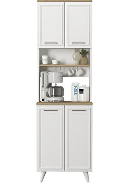 Potter 2 Kapaklı Mutfak Dolabı Kahve Köşesi Çok Amaçlı Dolap Beyaz - Rota 60 cm