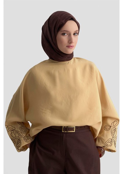 Balon Kollu Bluz 25KD9001 Camel