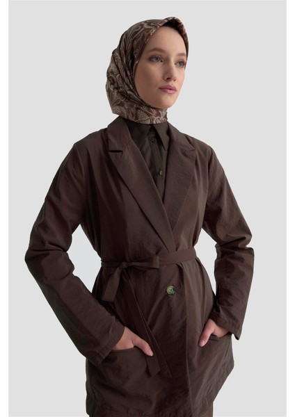 Kırışık Efektli Blazer Ceket 25KD9004 Kahverengi fırsatları