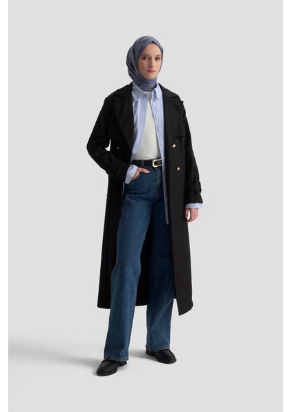 Gold Düğmeli Trençkot 25KTD709 Siyah fiyatları