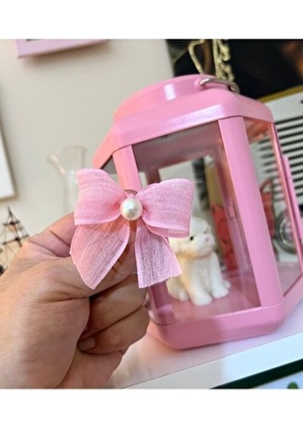 Inci Detaylı Pembe Keten Kurdele Hazır Fiyonk - 20 Adet fiyatları