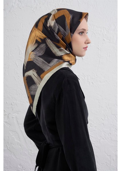 Geometrik Desenli Saf Ipek Twill Eşarp 9413D 80 modelleri