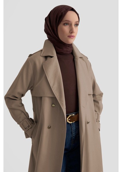 Gold Düğmeli Trençkot 25KTD709 Bej modelleri