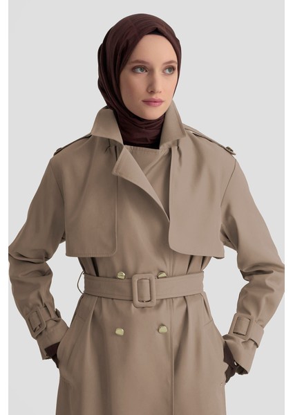 Gold Düğmeli Trençkot 25KTD709 Bej fırsatları