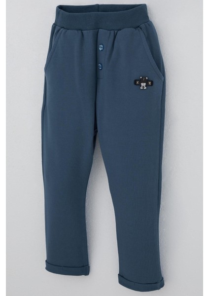 Erkek Bebek Eşofman Altı Ayıcık Armalı Düğme Aksesuarlı 9 Ay-3 Yaş, Indigo modelleri