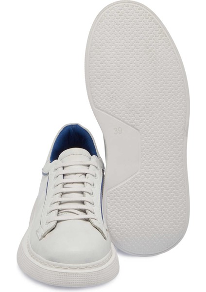 Beyaz Hakiki Deri Erkek Sneaker - E24I1AY56837-C73 fırsatları