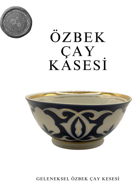Geleneksel Özbek Çay Kasesi (Piyola / Pamuk Çiçeği Desenli)