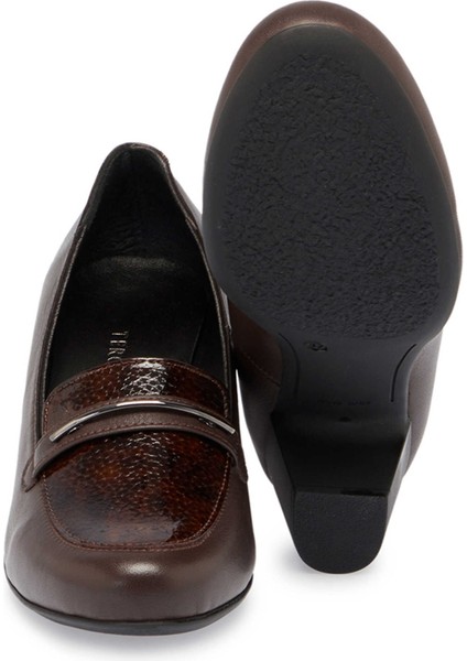 Kahve Hakiki Deri Kadın Topuklu Ayakkabı - K24S1AY67530-A24 fırsatları