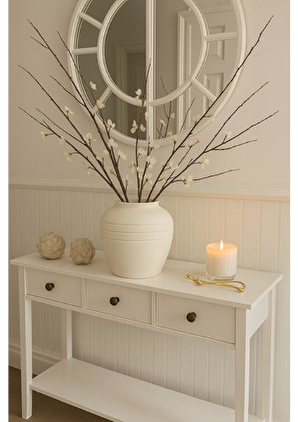 Krem Rengi Xl Boy 28 cm Büyük Dekoratif Seramik Vazo Japandi Tarzı Bohem Sade Vazo fiyatları