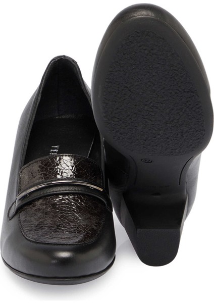 Siyah Hakiki Deri Kadın Topuklu Ayakkabı - K24S1AY67530-A23 fırsatları