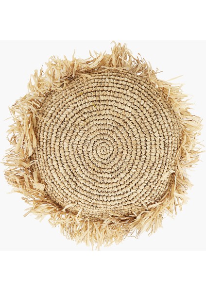 Hasır Püsküllü Yuvarlak Kırlent 40 cm