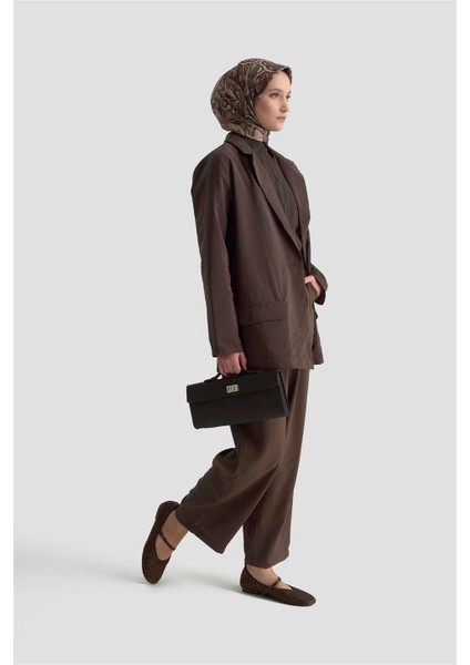 Beli Lastikli Pileli Pantolon 25KD9005 Kahverengi modelleri