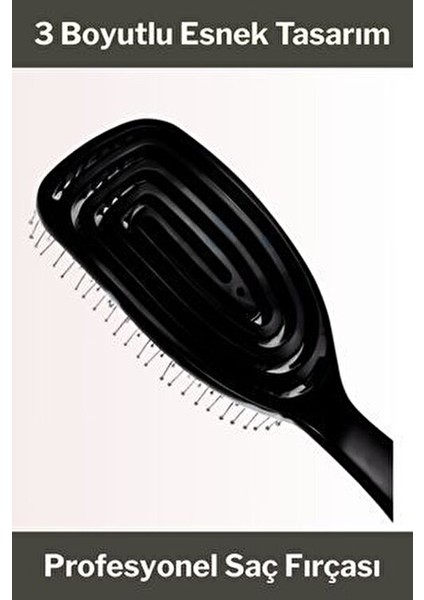 3 Boyutlu Siyah Profesyonel Saç Fırçası