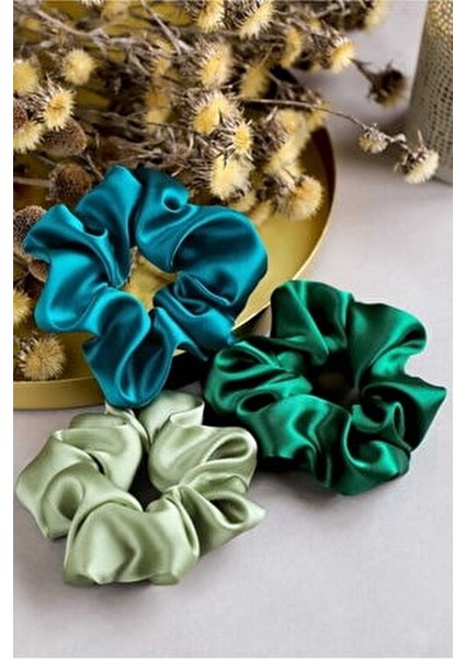 Kadın 3'lü Saten Saç Lastik Toka Seti modelleri