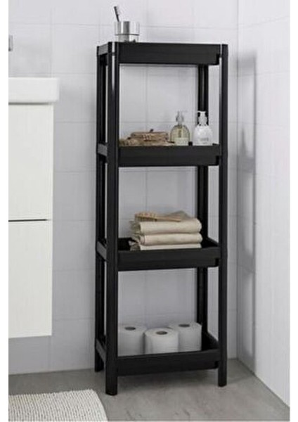 Banyo Raf 4 Katlı Vesken Banyo Düzenleyici Şampuanlık Banyo Rafı Mutfak Rafı Siyah fiyatları