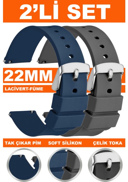 22mm Fossil-Welder-Wesse-Casio-Armani-Omega-Seiko-Tissot Saat Uyumlu Silikon Saat Kordonu Kayışı MR1