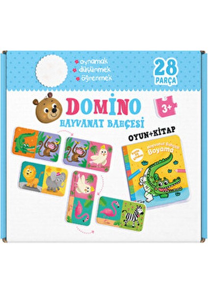 Hayvanat Bahçesi Domino 28 Parça (Kart Boyama Kitabı)