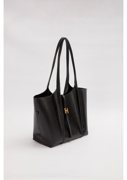 Siyah Askı Kilit Detay Büyük El Çantası fiyatları