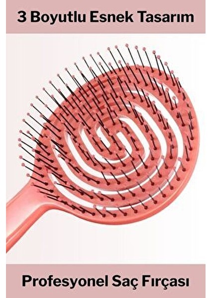 3 Boyutlu Pembe Profesyonel Saç Fırçası