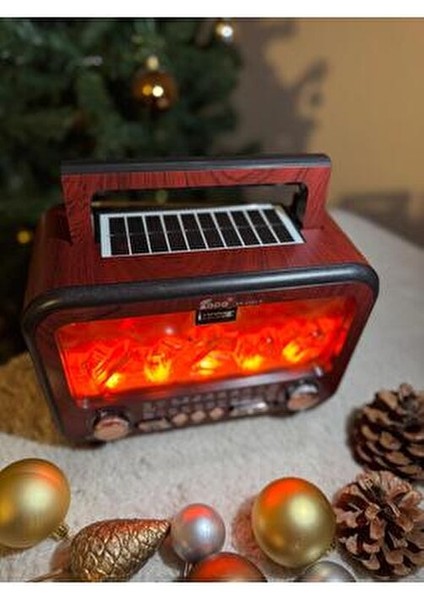 FP-2393-S Epe Şömineli Nostaljik Radyo Güneş Enerji Panelli Bluetooth Speaker modelleri