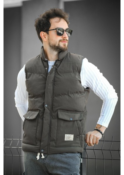 Octave Suya Dayanıklı Kapaklı Cepli Etiket Detaylı Dik Yaka Erkek Şişme Yelek