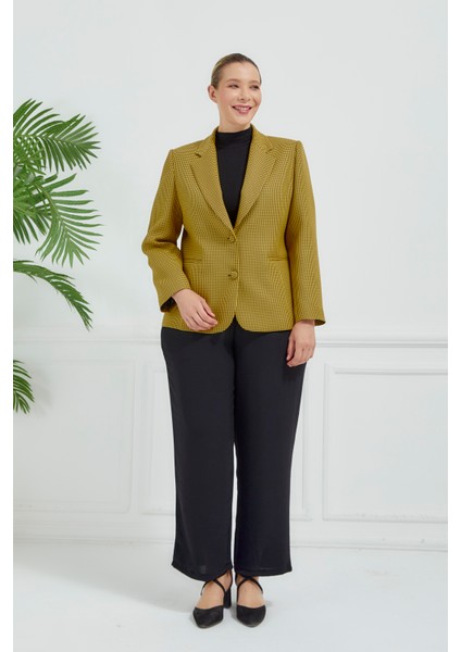 Kadın Pötikareli Düğmeli Klasik Ceket modelleri