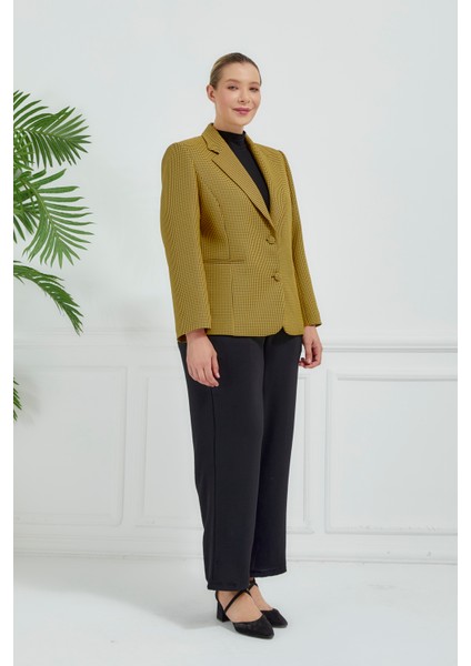 Kadın Pötikareli Düğmeli Klasik Ceket fırsatları