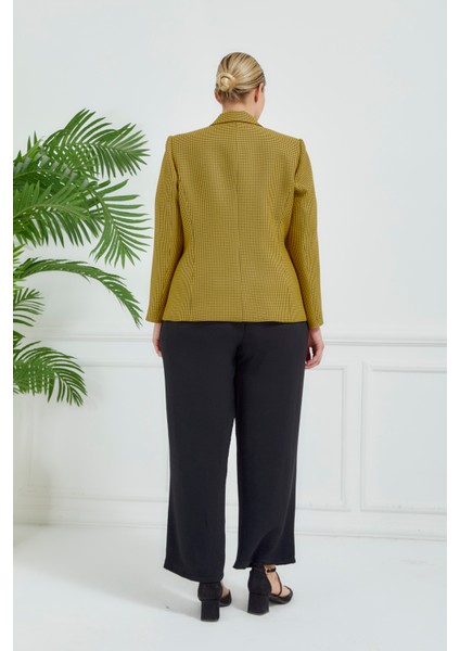 Kadın Pötikareli Düğmeli Klasik Ceket indirimleri