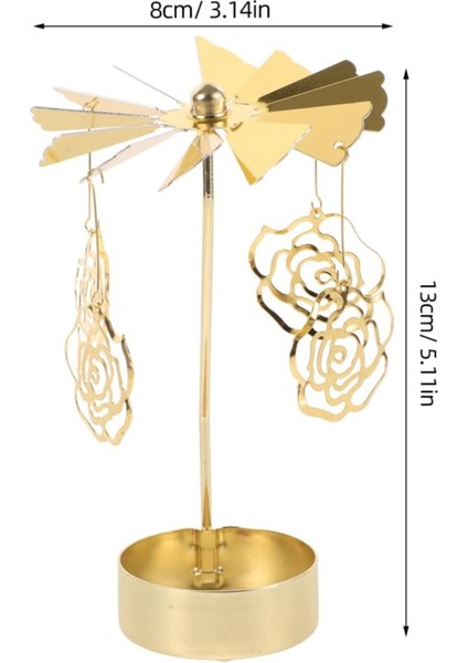Isı Ile Dönen Metal Mumluk – Gül Modeli, Altın Renk, Romantik ve Dekoratif Masa Üstü Mumluk fiyatları