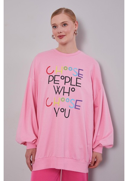 Pembe Harf Baskı Detaylı Sweat fiyatları