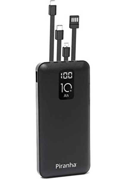 9030 LCD Göstergeli 10.000MAH Powerbank Hızlı Şarj / Type-C-Usb-Ios Lightning-Micro USB Çoklu Kablo