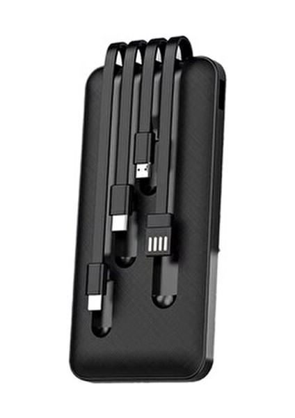 9030 LCD Göstergeli 10.000MAH Powerbank Hızlı Şarj / Type-C-Usb-Ios Lightning-Micro USB Çoklu Kablo