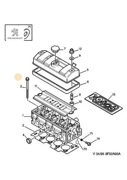 Silindir Kapak Saplama Partner Peugeot 0204.83