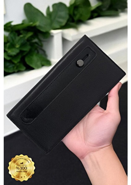 Petra Hakiki Siyah Telefon Bölmeli Mıknatıslı El Tutmalı Cüzdan fırsatları