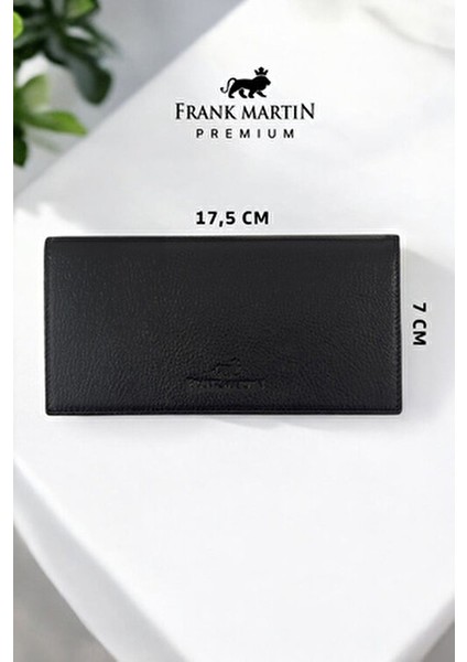 Petra Hakiki Siyah Telefon Bölmeli Mıknatıslı El Tutmalı Cüzdan