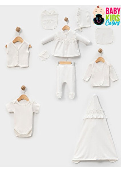 Kutulu - Kız Yenidoğan Kıyafetleri 10'lu Hastane Çıkış Setleri Incili %100 Pamuk