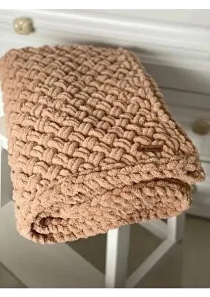 Nal El Yapımı Kahverengi Alize Bebek Battaniyesi Polyester Kumaşla Rahat Kullanım