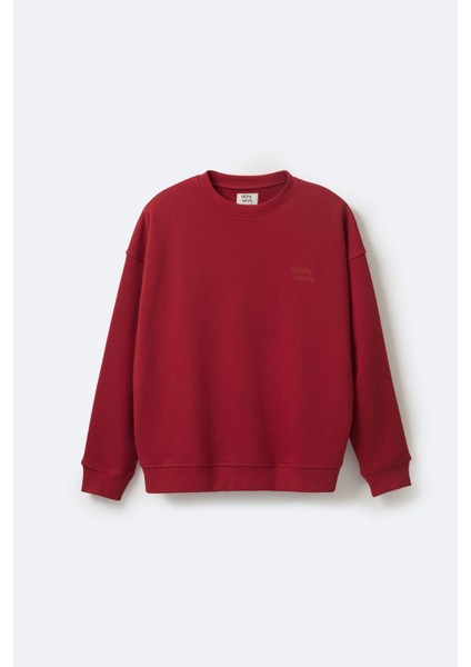 Kadın Red Oversize Sweatshirt L